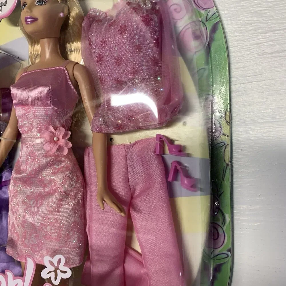 SPRING INTO STYLE PINK PURPLE BLONDE BARBIE 2005 MATTEL OUTFITS SHOES DOLL New